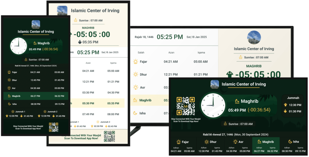 Connect your Masjid TV screen effortlessly with ConnectMazjid– the best free masjid display solution with no extra hardware needed, for your mosque screen