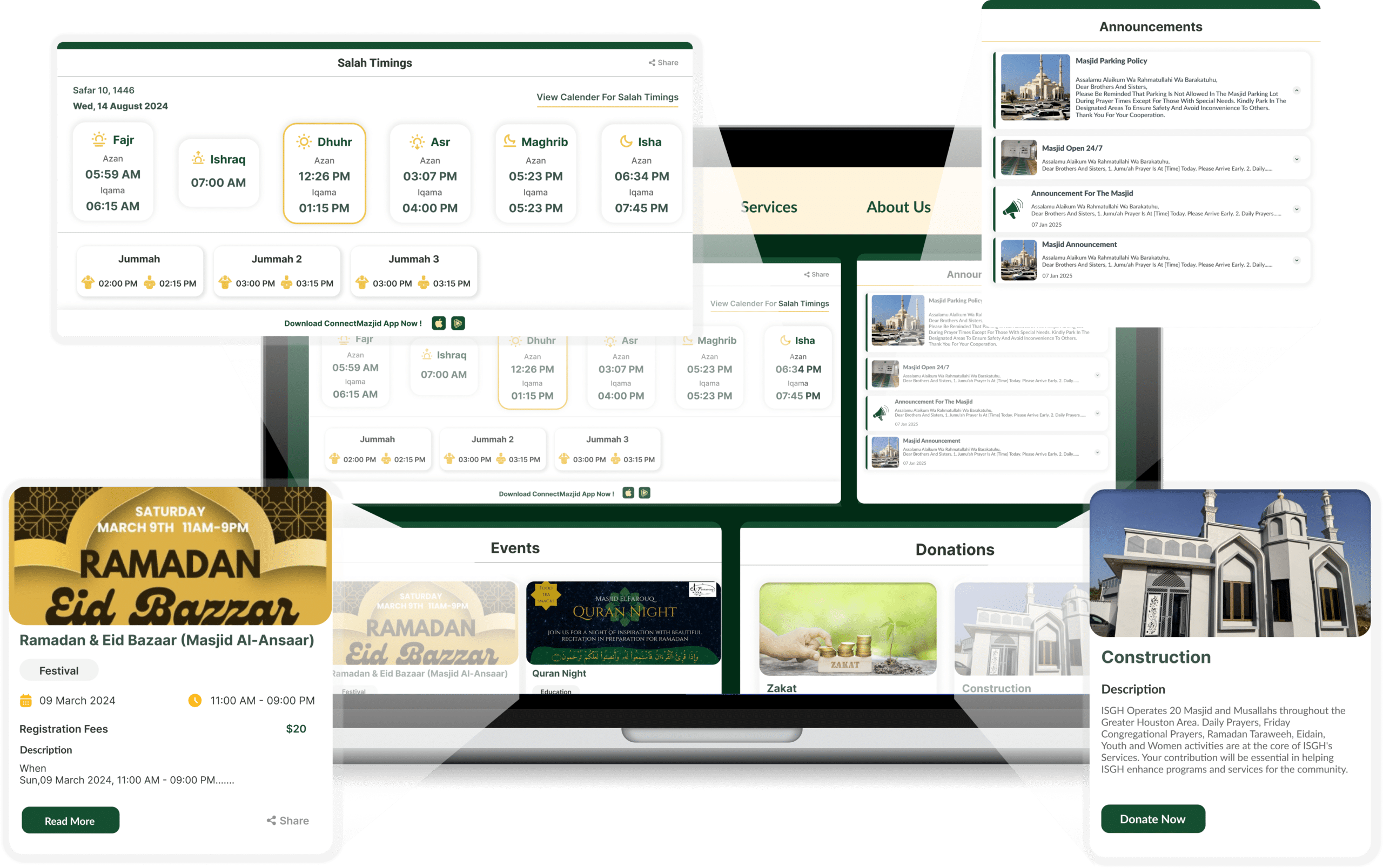 ConnectMasjid Web Widgets – The best and free solution for masjid management. Enhance your masjid website with easy-to-use widgets for prayer times, events, and announcements.