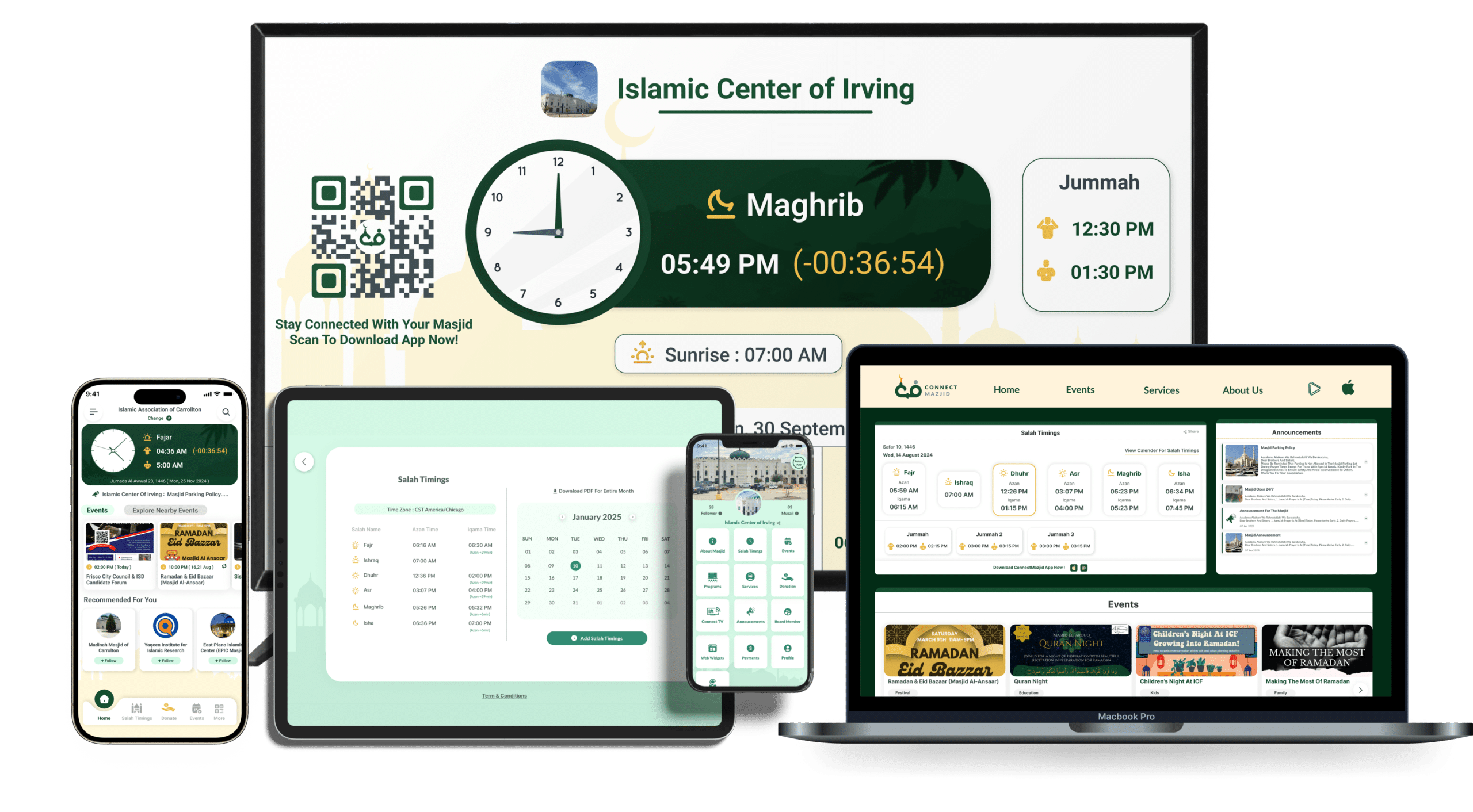 ConnectMazjid is the best free IT solution for masjid management. Streamline your masjid website, prayer times, events, and mosque screen features with our easy-to-use platform, designed for efficient and hassle-free masjid management.