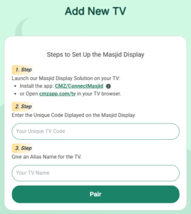 Free and No Additional Hardware Required: Set Up ConnectMazjid TV App for Your Masjid Display
