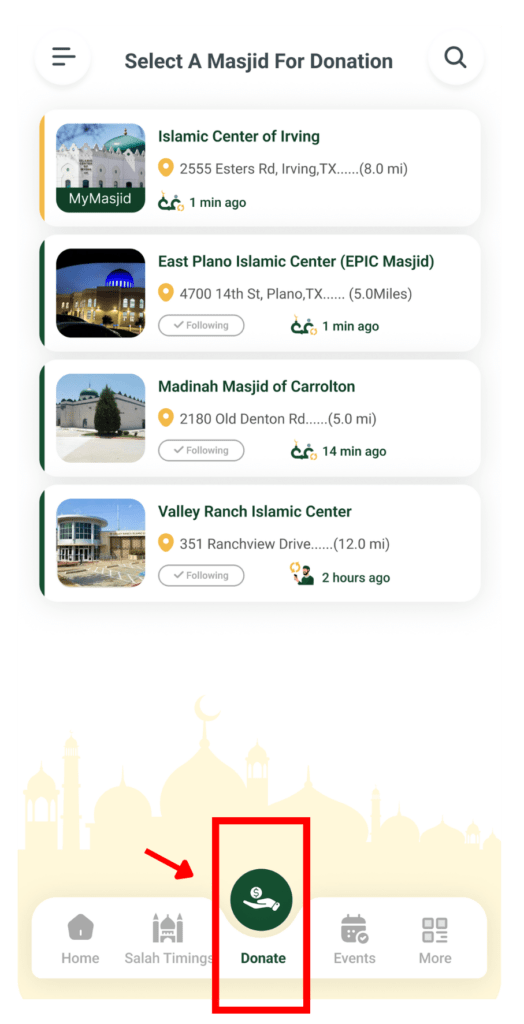 ConnectMazjid mosque donation system displaying an easy-to-use interface for seamless masjid donation management, donor tracking, and online contributions.