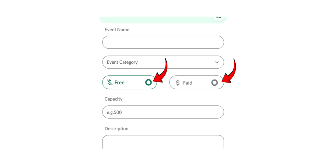 "Demonstration of the ConnectMazjid app on a mobile device, highlighting the ConnectMazjid event management system. The screen displays an event creation form with fields for 'Event Name,' 'Event Category,' 'Capacity,' and 'Description.'