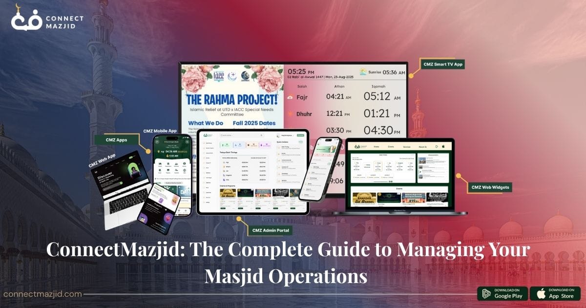 All-in-one mosque management system to manage masjid operations efficiently with ConnectMazjid.
