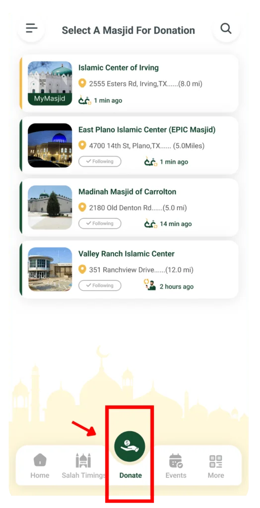 ConnectMazjid mosque donation system displaying an easy-to-use interface for seamless masjid donation management, donor tracking, and online contributions.