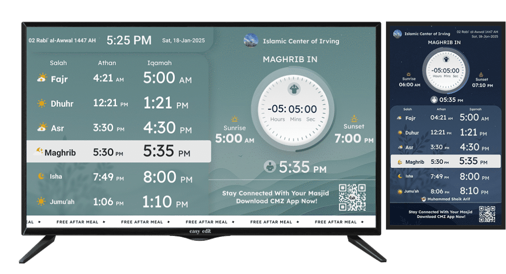 masjid display system with iqamah countdown