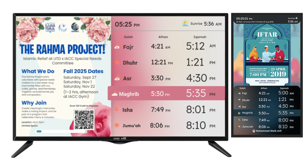 masjid display system with iqamah countdown